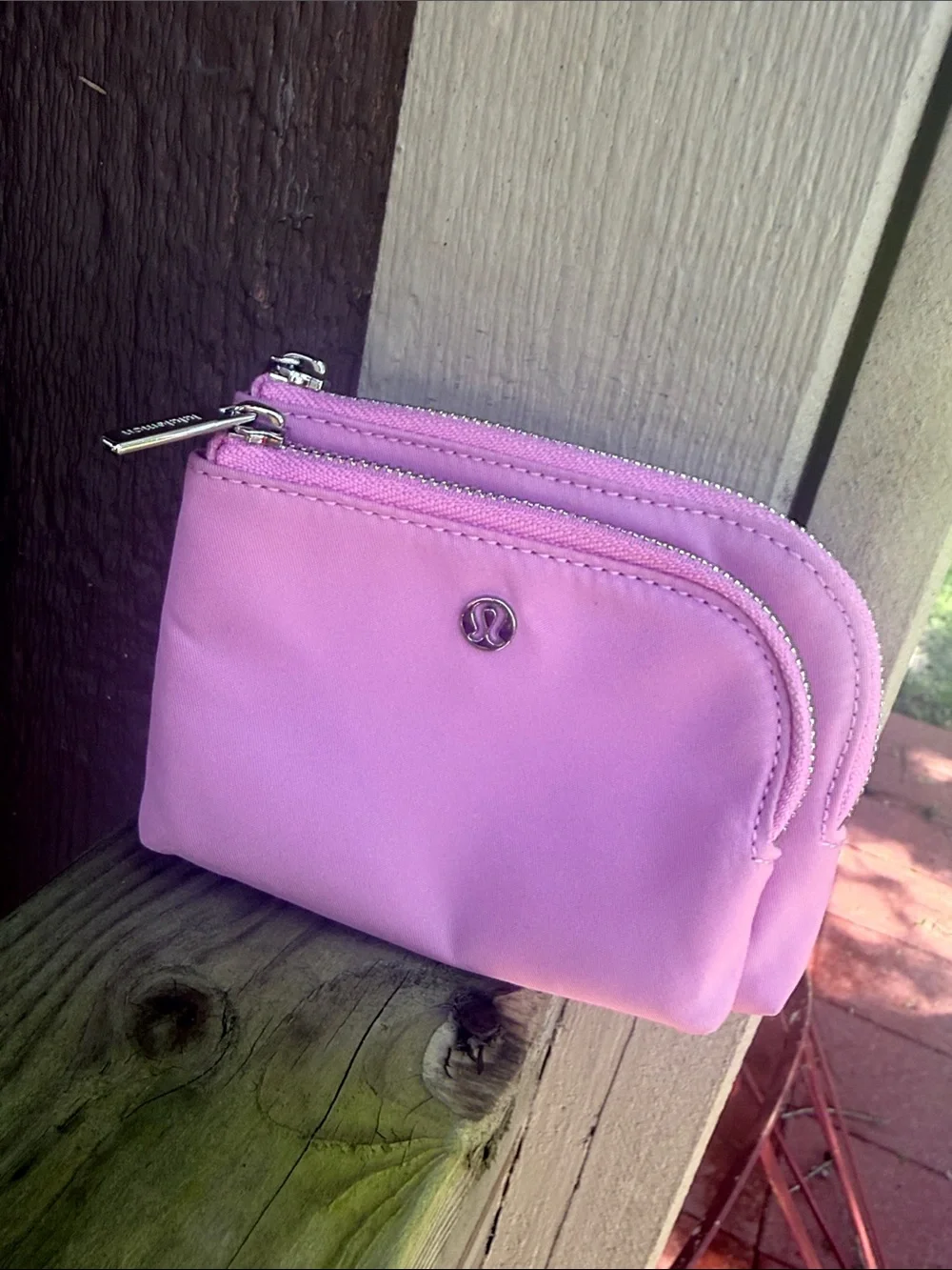 lululemon pastel pink keyring pouch